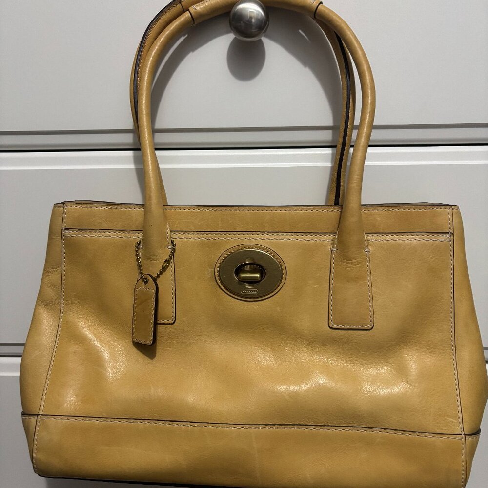 Coach Madeline Beige (11554) Leather Satchel Shoulder Handbag Purse Tote